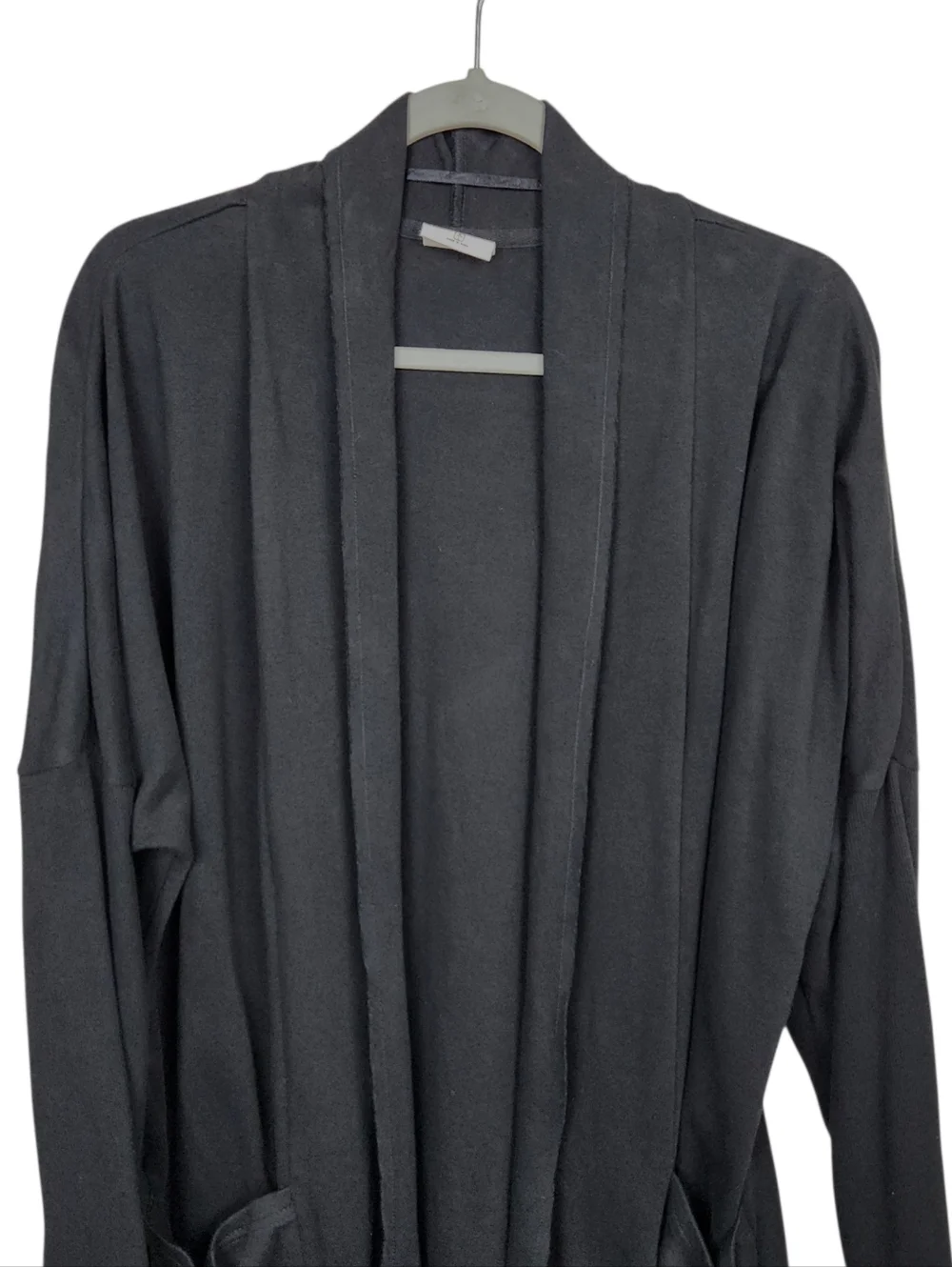 PACT Airplane Cardigan Black 100% Organic Cotton Travel Longline Womens Size M L - Picture 4 of 14